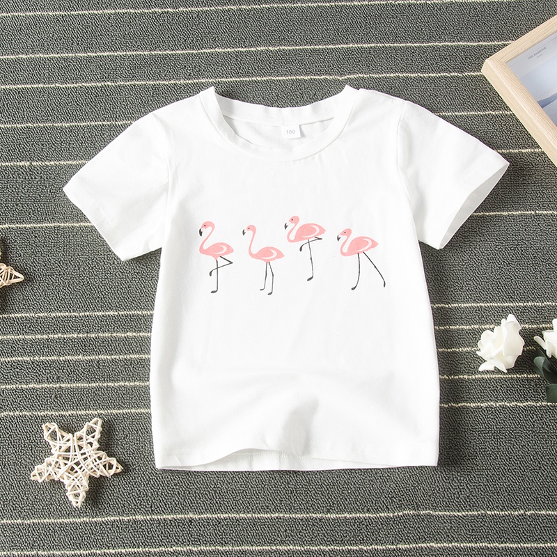 Baby Girl Sweet Casual Cartoon Animal Flamingo Tee